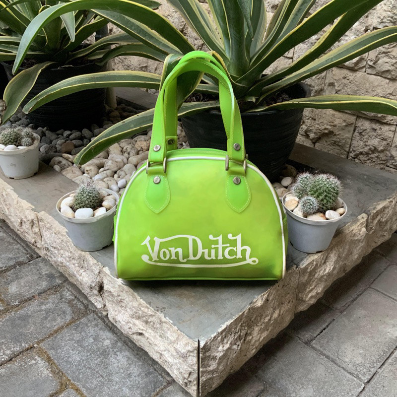 VON DUTCH Y2K RARE MINI BOWLING BAG TRANSLUCENT LIME GREEN