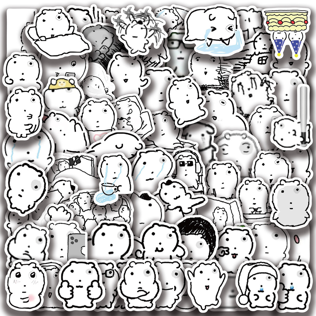 

72 Sheets Swollen Eye Cat Stickers Black Sketch Cute Animal Water Cup Computer Mobile Phone Decoration Waterproof Stickers