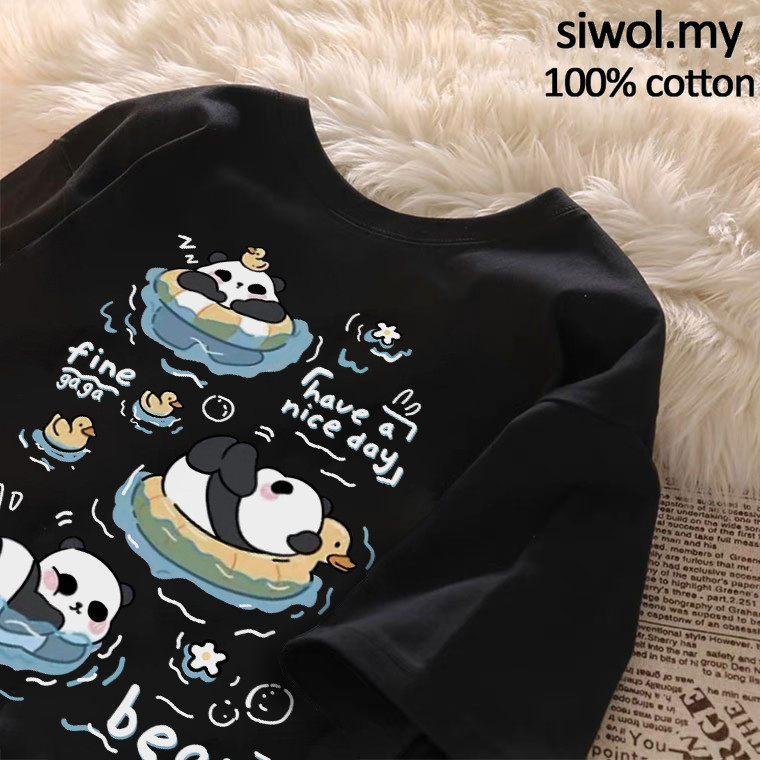 220gr COD Tshirt Wanita Kaos Oversize Korea 100%Katun Combed Basic Cewek Polo Premium Panda