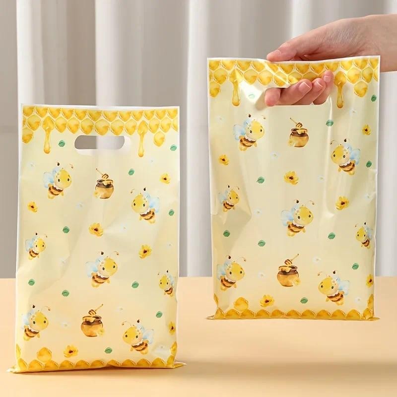 

25/50pcs Bee Candy Handbags Little Bee Theme Party Cookie Biscuit Packaging Box Baby Shower Bee Gift Bag Birthday Party Decorats