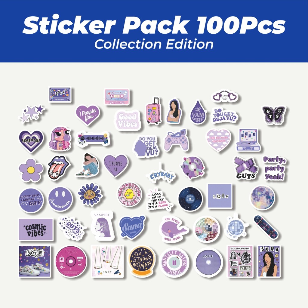 

Hot Stiker Aesthetic Purple/Ungu Lucu Anti Air Stikers Berperekat Waterproof Sticker Decal Buat Motor Helm Buku Journal Koper Casing HP Laptop Botol Minum