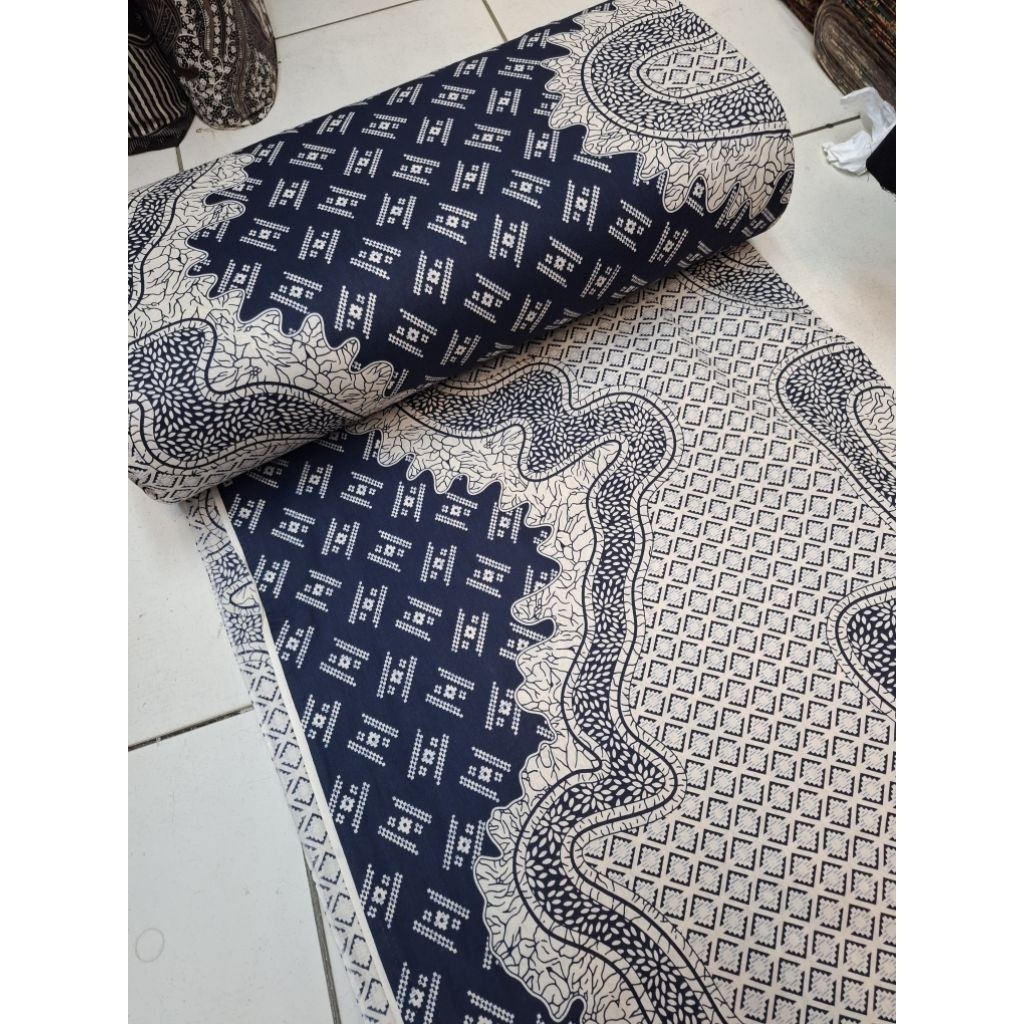 BAHAN BATIK KATUN EXCLUSIVE METERAN // BATIK KATUN BAKAL BAWAHAN WARNA NAVY // KAIN BATIK KATUN ECER