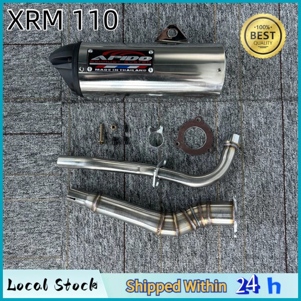 Apido Muffler Pipe for Raider 150 carb & Xrm 125/RS125carb/fi / XRM 110 carb (chrome/black) 1set