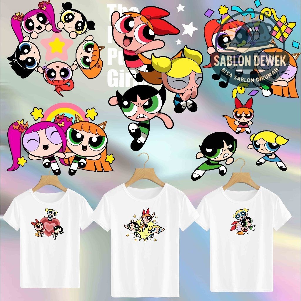 

SABLON STICKER DTF UKURAN A5 TEMA POWER PUFF GIRLS