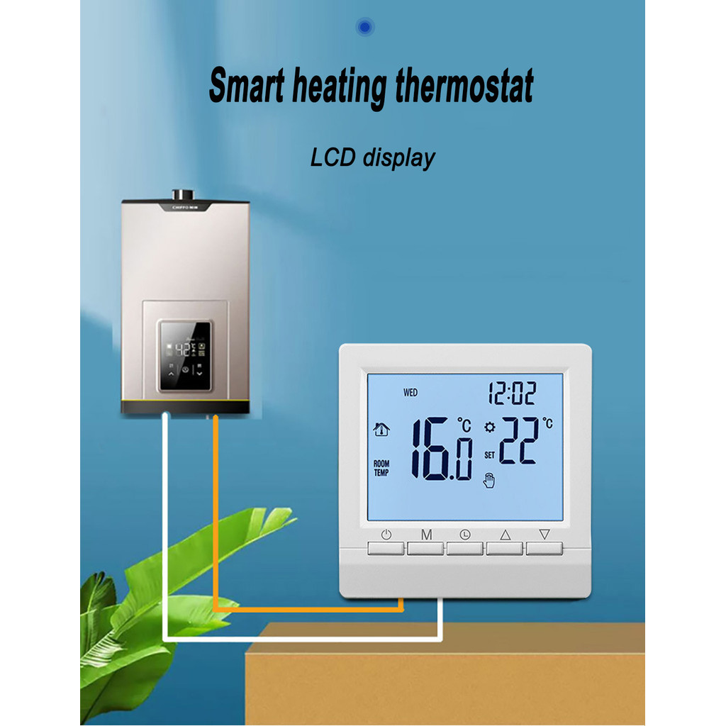 Smart Thermostat Programmable Gas Boiler Heating Temperature Regulator Hand Controller AA Battery Th