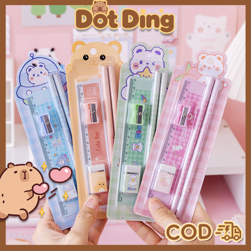 

[DOTDING] Set 5 Buah Pensil Anak-anak dengan Penghapus, Rautan, Penggaris, Set Hadiah Kawaiii untuk Hadiah Anak-anak, Perlengkapan Alat Tulis Kembali ke Sekolah Q102