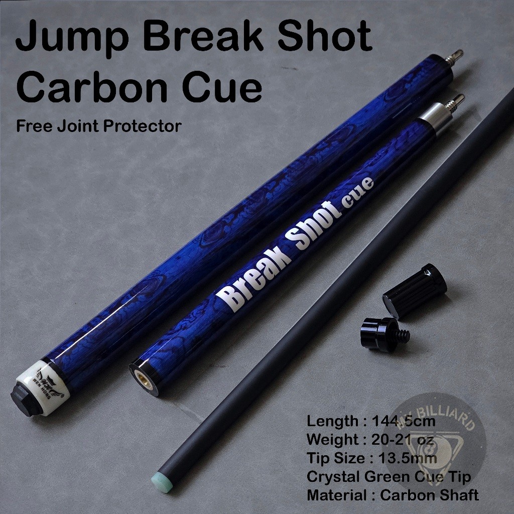 Stick Jump Break Shot Carbon Cue Blue Stick Billiard 13.5mm - Stik Loncat Kibau Billiar Karbon Biru