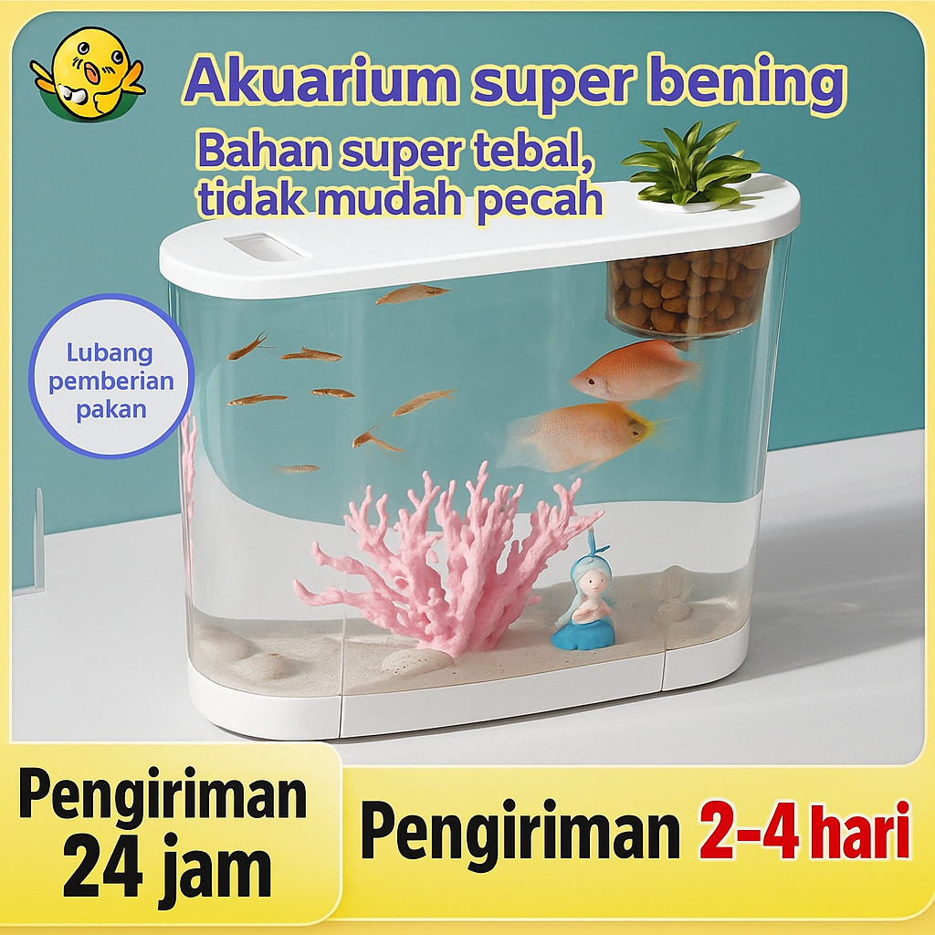 Akuarium Ikan Plastik Mini Transparan Untuk Ikan Cupang Dekorasi Rumah Mudah Dibersihkan