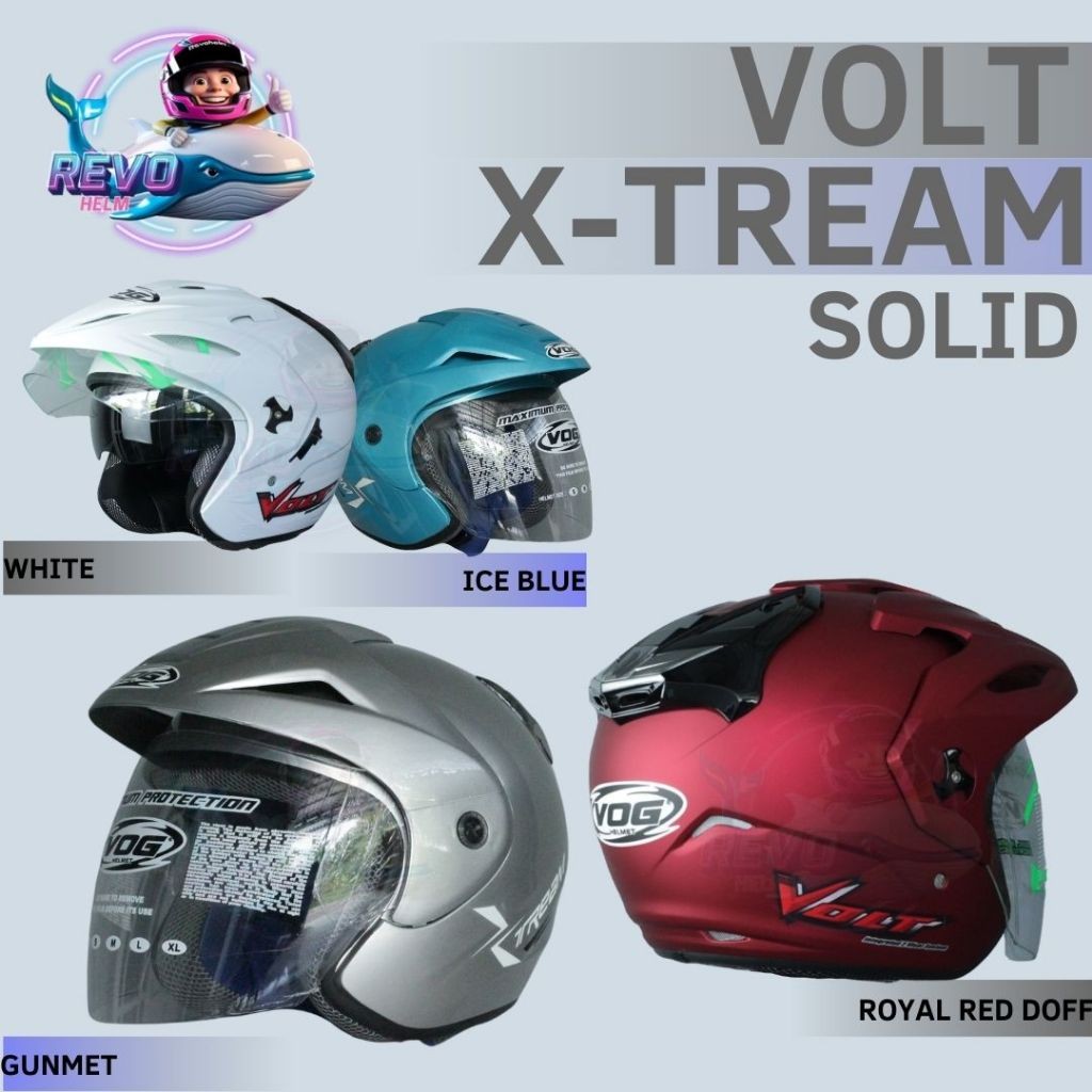 WM Oto - HELM VOG X-TREAM & VOLT SOLID ORIGINAL WARNA LENGKAP, HELM HALF FACE PRIA WANITA DEWASA, VO