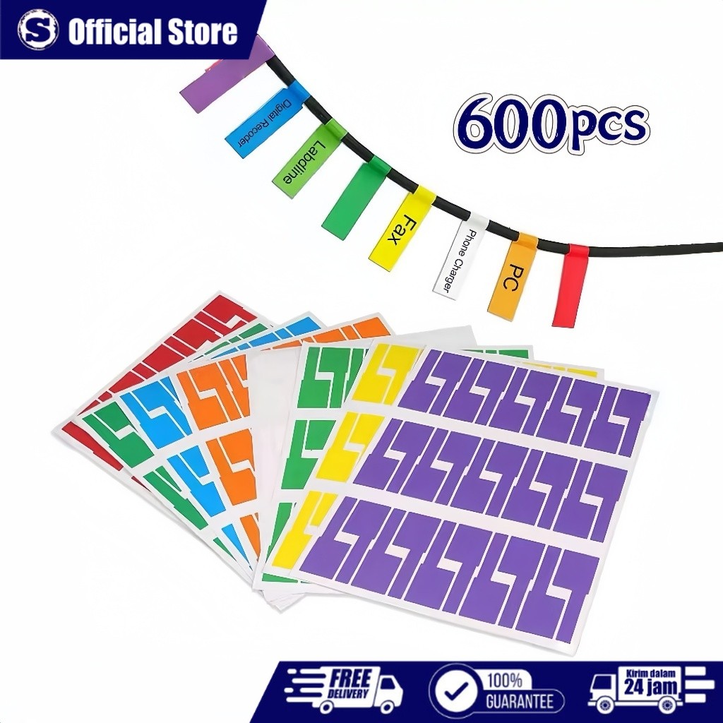 

600pcs Stiker Label Kabel Penanda Kabel Stiker Label Penanda Kabel Jaringan Cable Label
