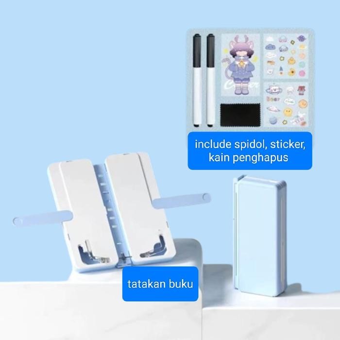 

[Promo] K002 Kotak Pensil Lipat Multifungsi / Tempat Pensil Serbaguna Dengan Papan Tulis Dan Tatakan Buku / Pencil Case Anak Sekolah TK SD Stationery - K002 Biru