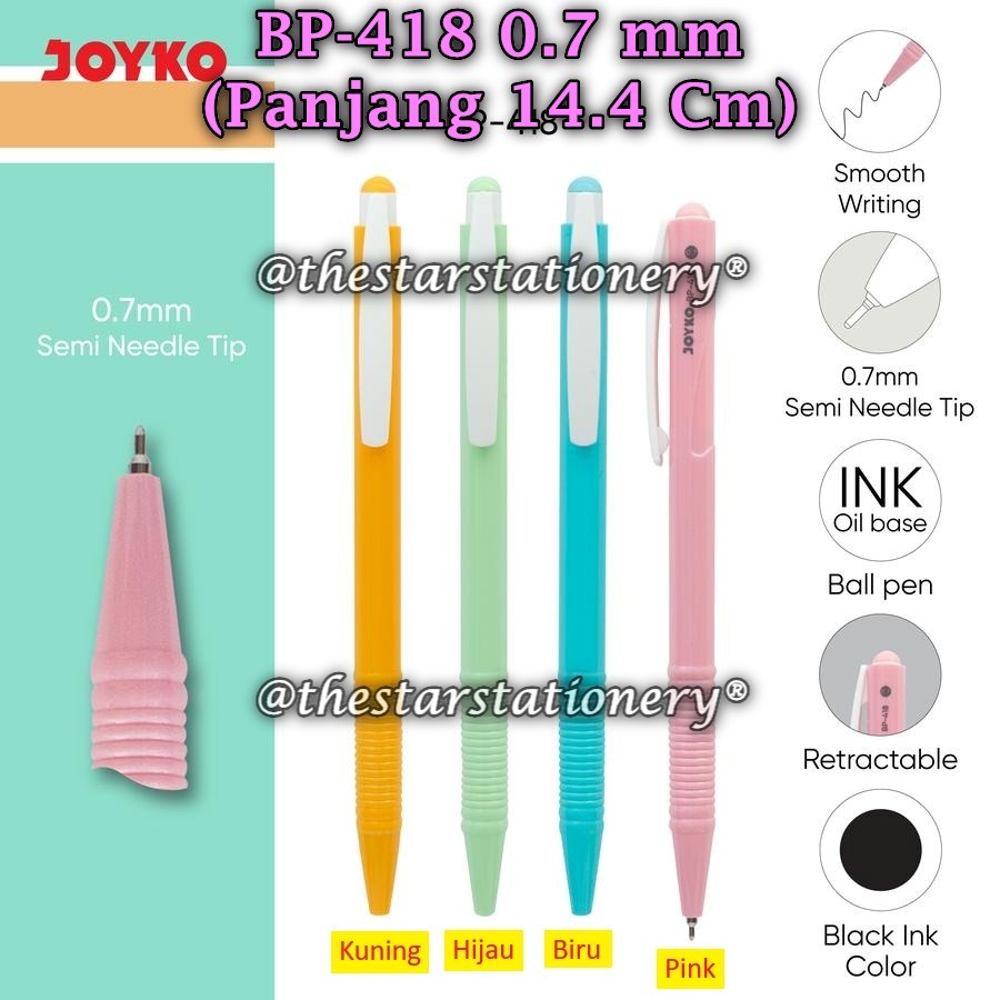 

(1 Biji) Bolpen JOYKO BP-418 0.7 mm Joyko Ball Pen Pulpen Pena BP-418 0.7 mm (1 Biji)