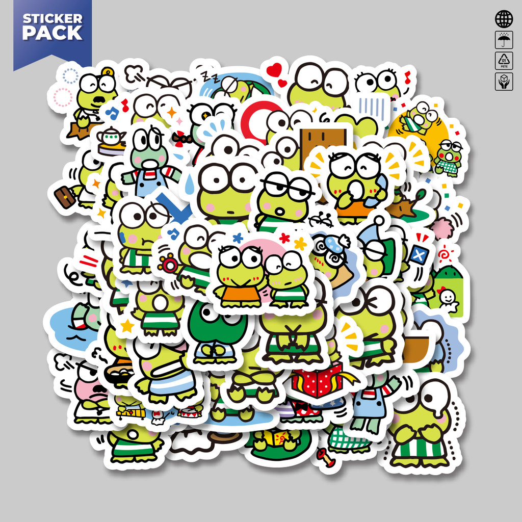 

[100PCS]Stiker Pack Stiker Kartun Keroppi Versi 2 Aesthetic Vinyl Anti Air Dekorasi Sticker Laptop Buku Journal Koper Helm Casing HP Gitar Helm Skateboard