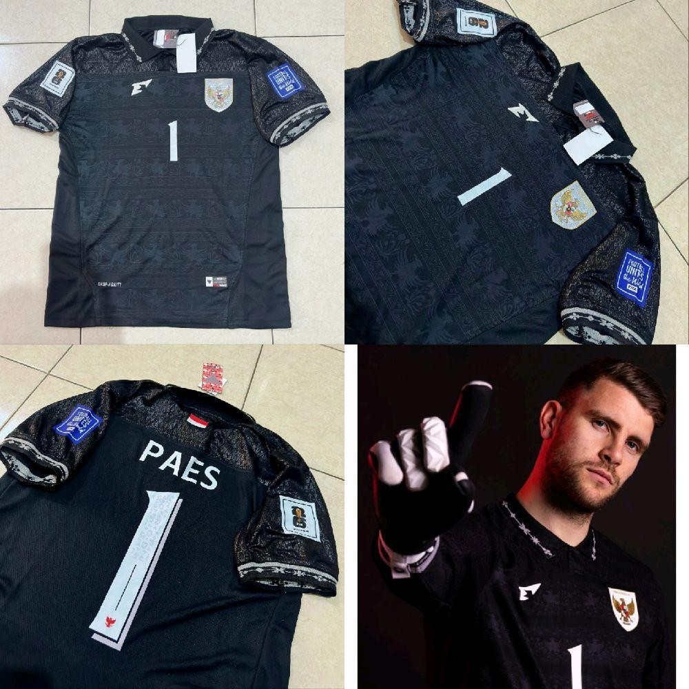 JERSEY BAJU BOLA TIMNAS INDONESIA GK KIPER HITAM 2025 FULLPATCH + NAMESET