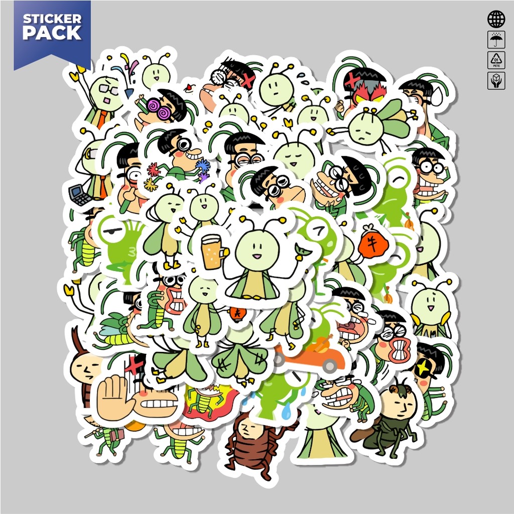 

[100PCS]Stiker Pack Sticker Hewan Belalang Aesthetic Vinyl Anti Air Dekorasi Sticker Laptop Buku Journal Koper Helm Casing HP Gitar Helm Skateboard