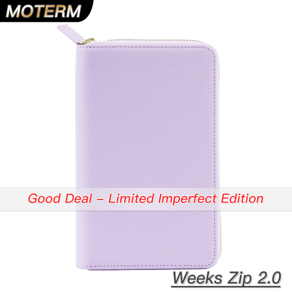 

Limited Imperfect Moterm Zip Weeks 2.0 Cover for Hobo Weeks Notebook Genuine Pebbled Grain Cowhide Wider Zippered Planner Diary