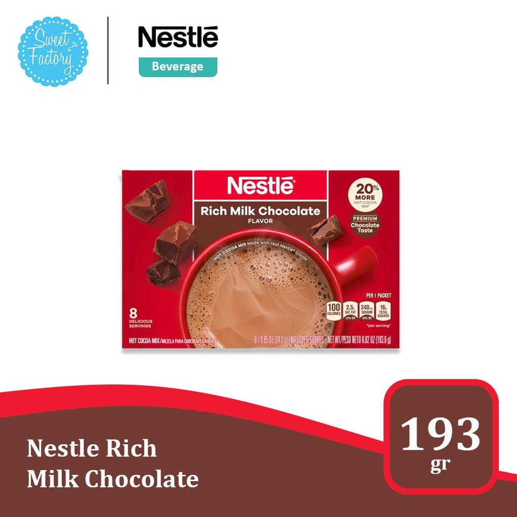 

Nestlé Rich Milk Chocolate 6.82 oz - Minuman Cokelat Susu Premium (193g / 8 Sachet)