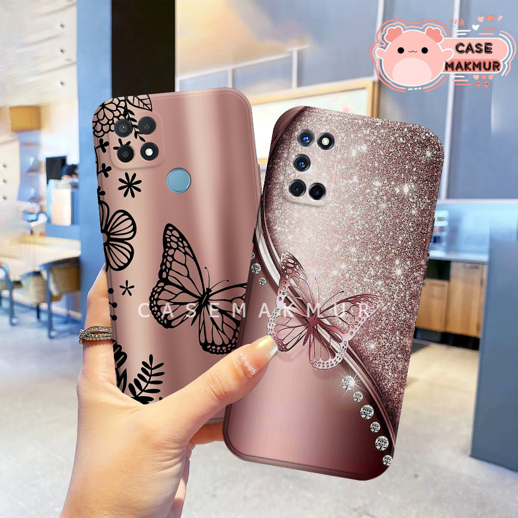 OPPO A15 / A15s / A52 / A92 Casing Cewek - Motif Buterfly - Case Terbaru - Kesing - Bumper