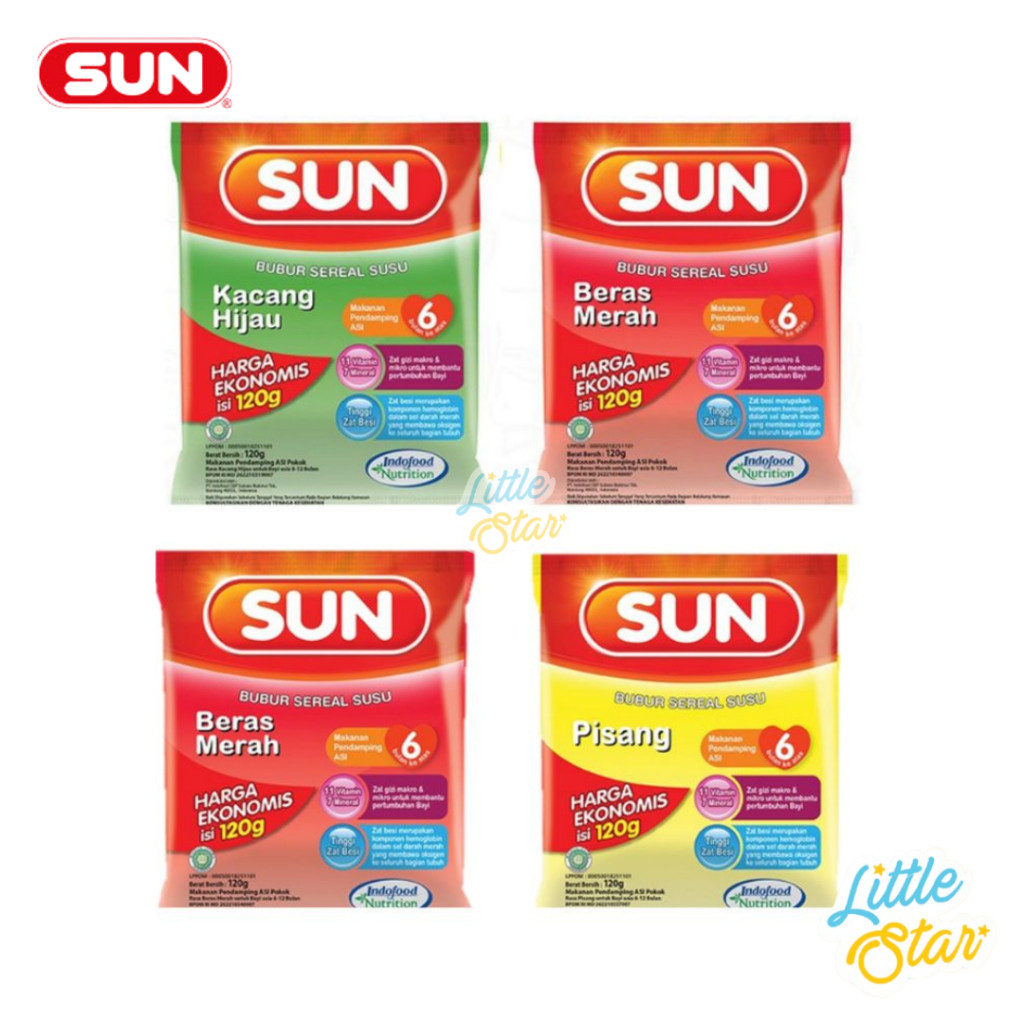Beibymee Indonesia SUN Bubur Susu Sereal Bayi Ekonomis Sachet 120 Gr Makanan Mpasi 6 Bulan