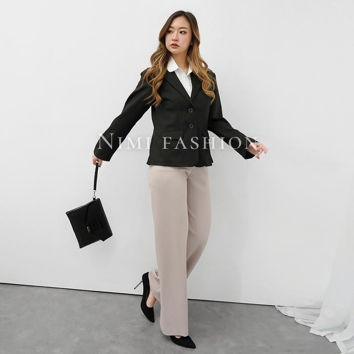 Nimi - Blazer Kerja Wanita Blazer Wanita Formal Kantor Jas Wanita - Navy, S