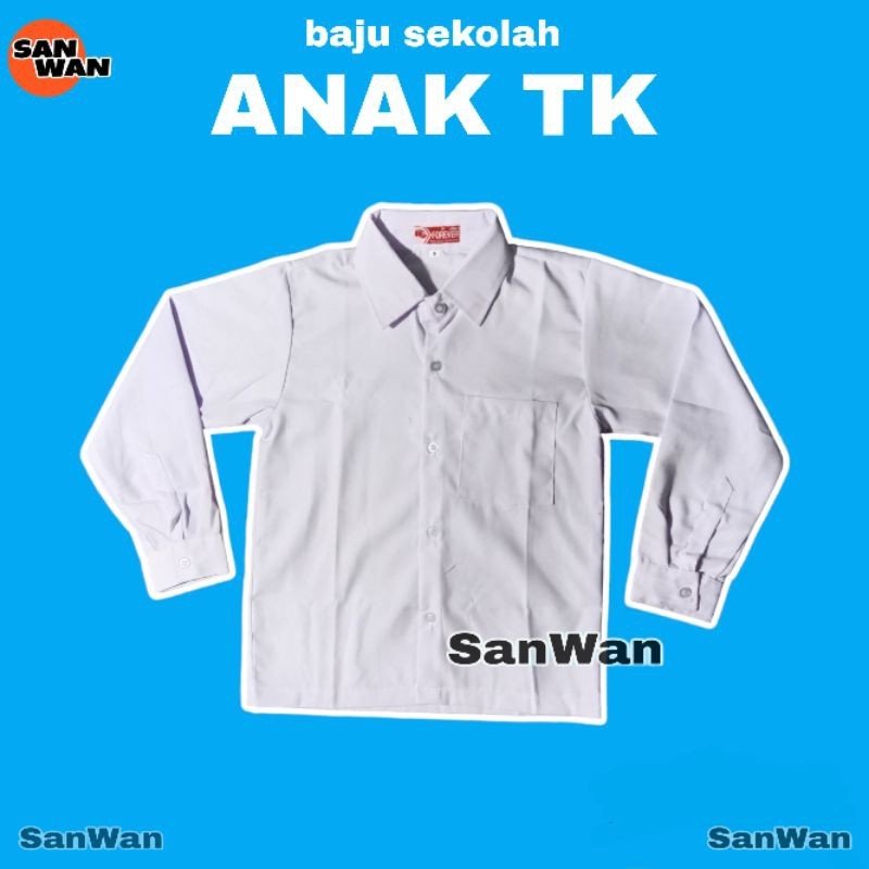 BROMSUNSHOP  Baju Sekolah Anak TK PAUD Kemeja Putih Polos Lengan Panjang