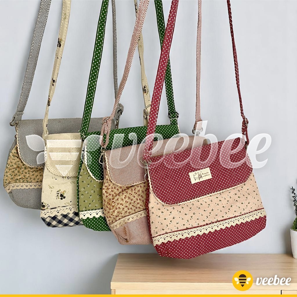 Sling Bag Vintage/ tas selempang klasik kain vintage/ tas selempang anak remaja cewek/ tas wanita re