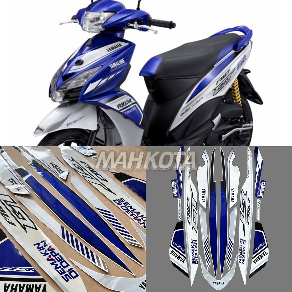 Striping Stiker Yamaha Mio GT 2013 2014 GP Spesial Edisi Putih Biru Fullset