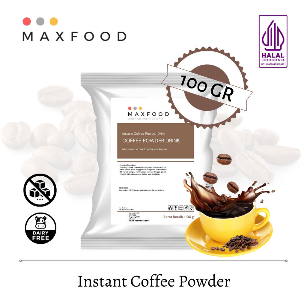 

MAXFOOD - Instant Coffee Powder Drink / Minuman Serbuk Kopi Tanpa Ampas [100GR]