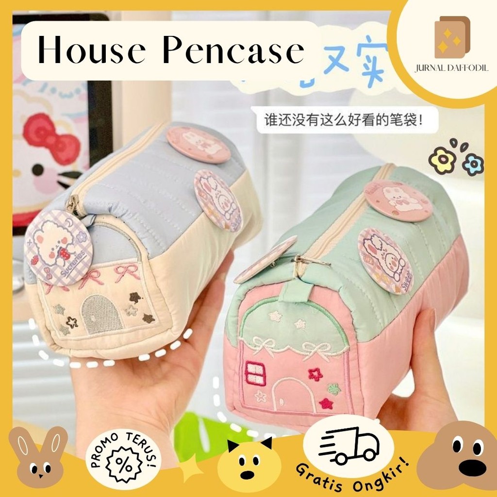 

Jurnal Daffodil - House Pencil Case Home Makeup Pouch Cute Stationery Box Large Tempat Pensil Bentuk Rumah