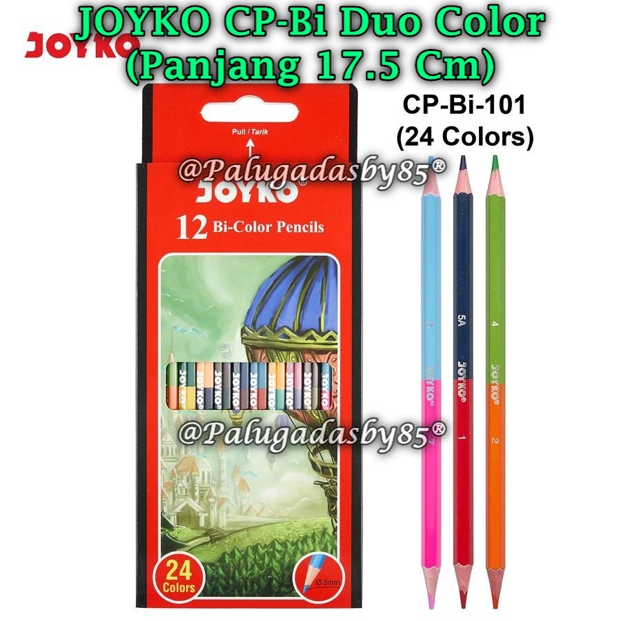 

(1 Set Isi 24 Warna) GROSIR Pensil Warna JOYKO CP-Bi101 24 Warna Duo Color / Pensil Warna Bi-Color