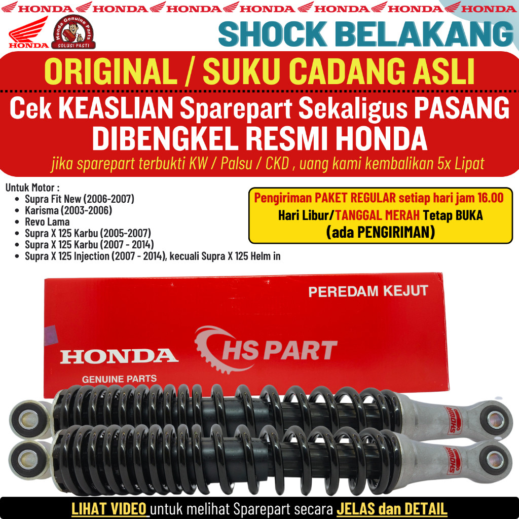 Shock Shockbreaker Belakang Supra X 125 Karbu Fi Karisma Revo Lama Supra Fi New Original AHM SHOWA