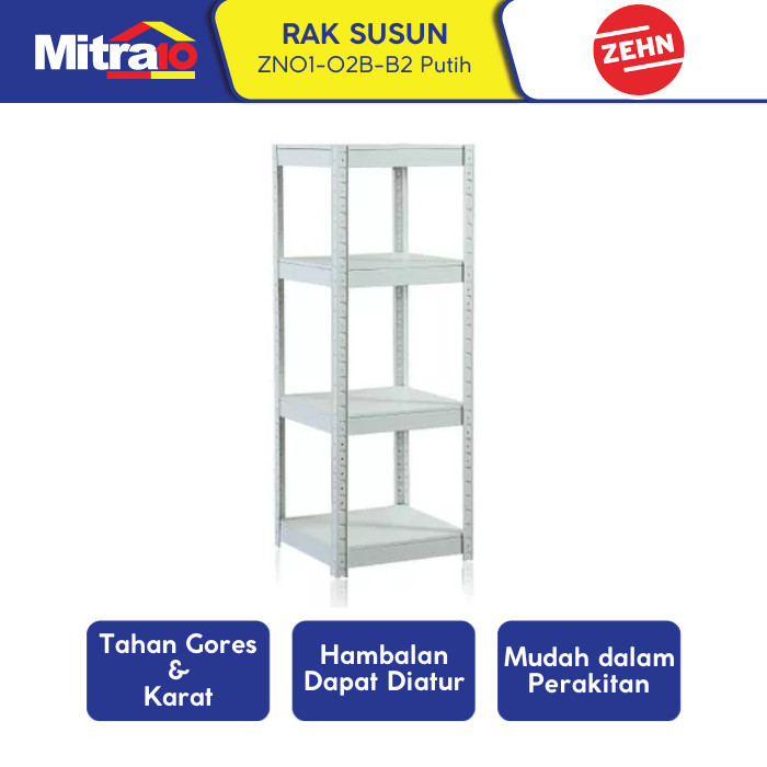 Zehn Rak Besi 4 Tingkat 110cm Putih