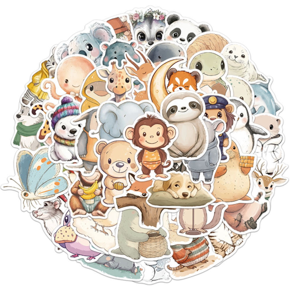 

50PCS Creative and Comfortable Animal Logo Cute Stickers Decorative Handbooks DIY Phone Cases Personalized Waterproof Stickers