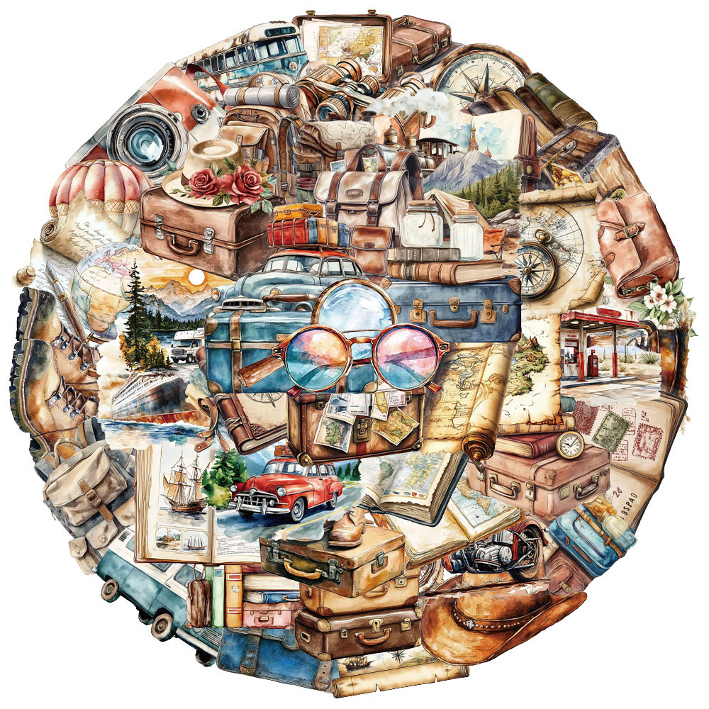 

50PCS Creative Retro Travel Stickers, Niche DIY Handbooks, Phone Cases, Notebooks, Personalized Waterproof Stickers