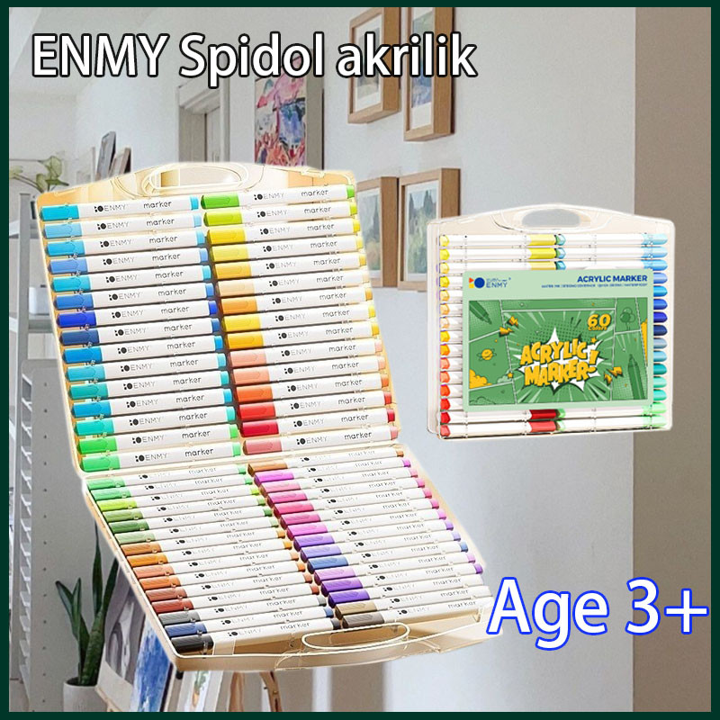 

48/36/50/80 Warna ENMY Spidol Akrylic Marker /Dual Tip/ Cocok Untuk DIY, Mewarnai Batu/Kanvas, Keramik