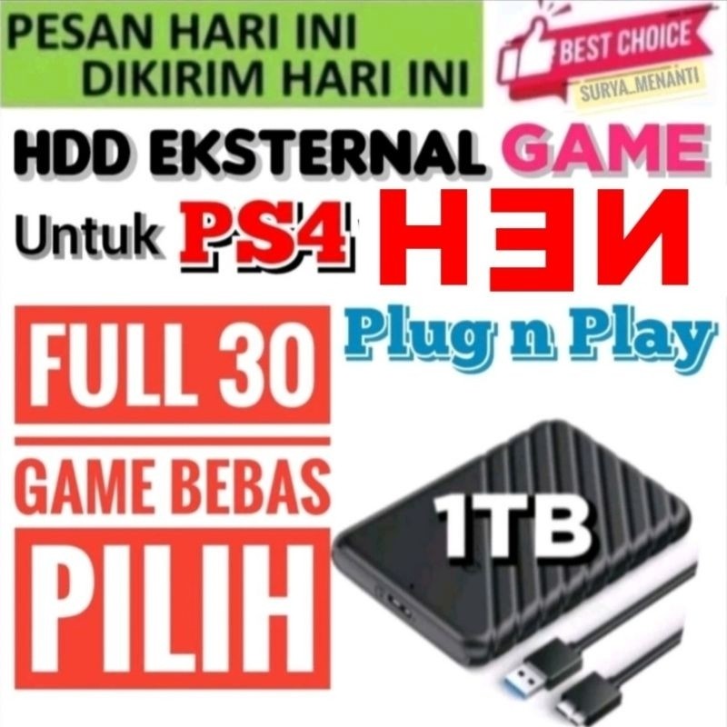 HARDISK GAMES PS4 1TB EKSTERNAL HARDDISK EXTERNAL PS4 HDD GAME BISA REQUESTCO