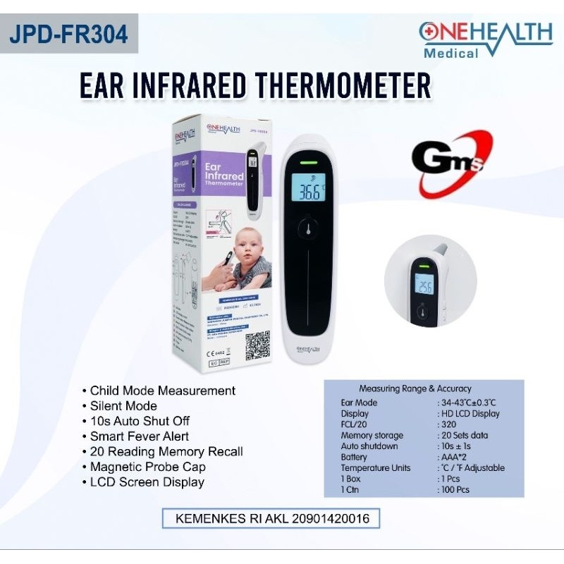 Thermometer Infrared Ear Onehealth / Termometer Digital Telinga