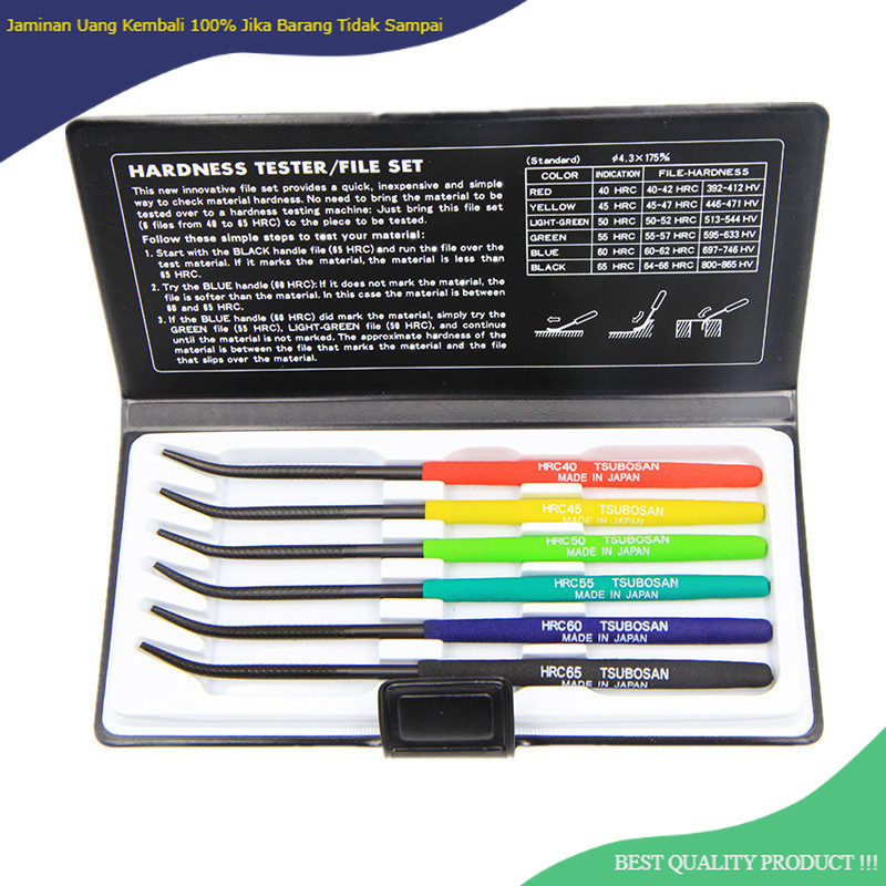 6Pcs Hardness Tester Checker File HRC40-HRC65 Set