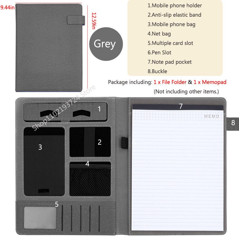 

Multifunction A4 Leather Portfolio File Folder Man Phone Document Holder Organizer Executive Briefcase Suitcase Business Office