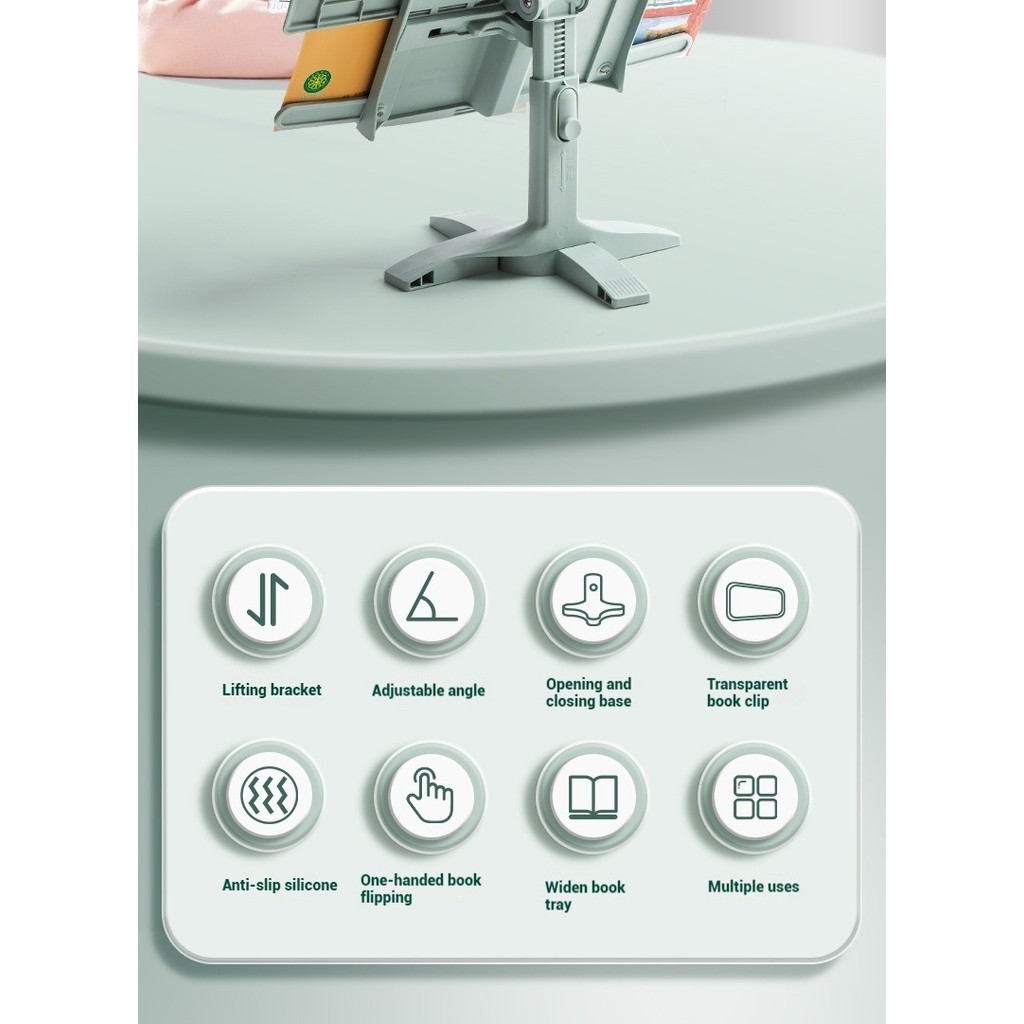

Adjustable Kids Book Stand - Foldable Reading Rack for Students - Multi-Functional Desktop Book Holder for Study & Reading