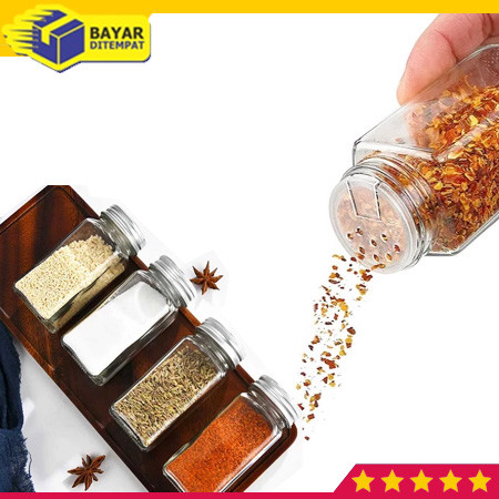 Botol Kaca Tutup Lubang Tempat Aneka Bumbu Garam Merica Lada Gula Tabur Wadah Dapur Unik Murah [ALT1