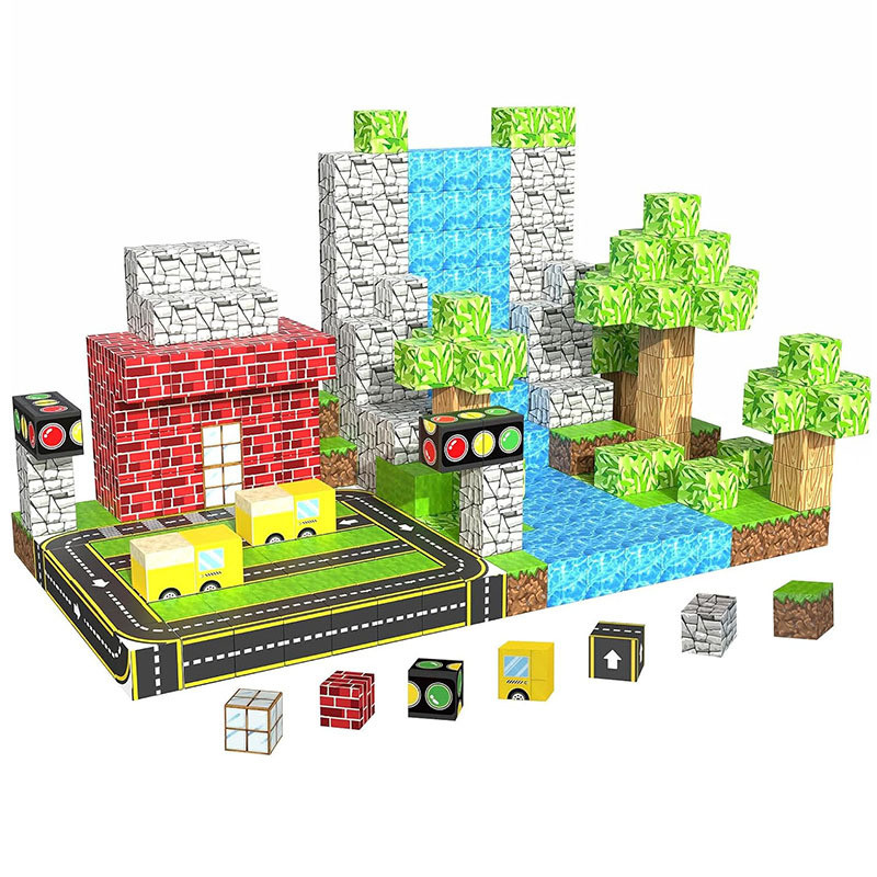 

Magnetic Blocks Build Magnet Mine World Set for Boys Girls Magnetic Construction Set STEM Sensory Toys for Toddlers Gifts