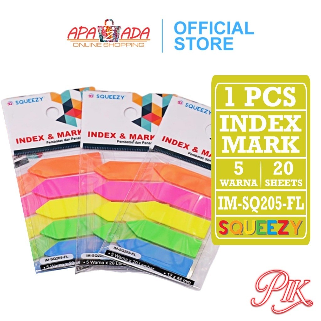 

Index Mark Warna Flag 100 Lembar / Penanda Squeezy 5 Warna IM-SQ205-FL