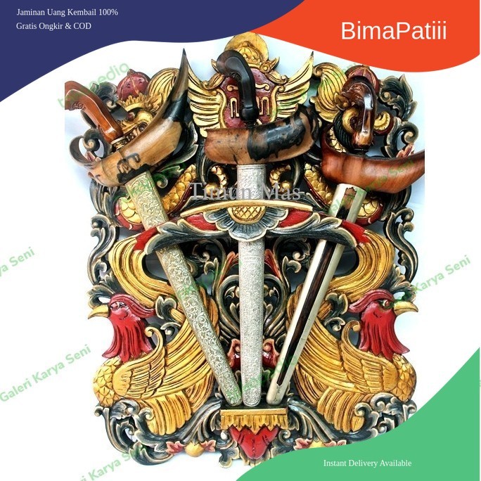 Blawong Keris Ukir Naga & Merak Logo Keraton Jogja Sungging antik CV11