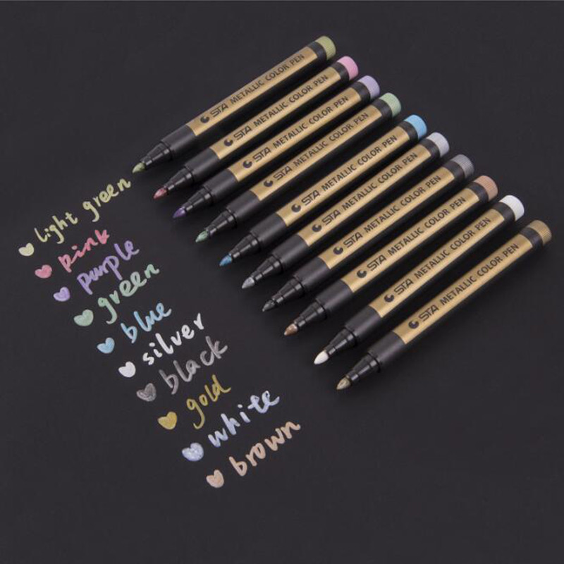 

1pc Colored Highlighters Waterproof Permanent Metallic Marker Pen For White Paperboard Kraft Paper Photo Albums Diy Decorations