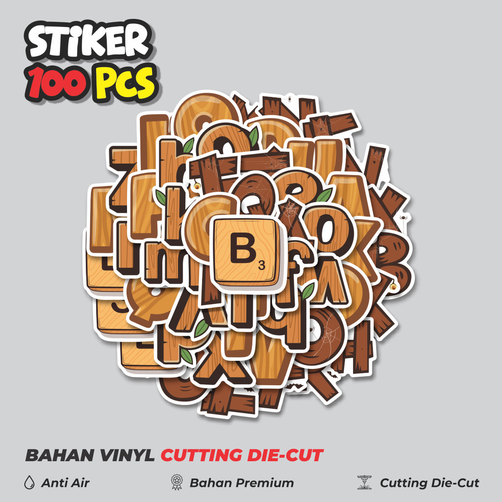 

Terbaru! 50 pcs Stiker Alphabet Wood Stiker Dekorasi Lucu Kreatif untuk Notebook, Skateboard, HP