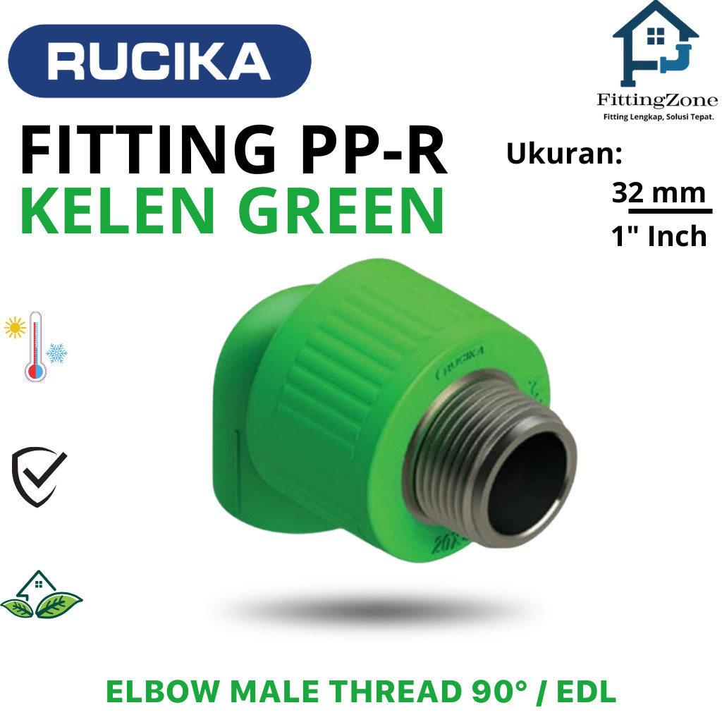 Elbow Male Thread 90° 32mm ~ 1 inch / KDL / Knee Drat Luar / Elbo Drat Luar ~ Sambungan Pipa PPR Ruc