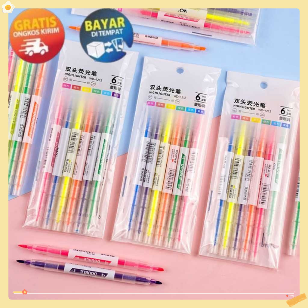 

HIGHLIGHTER 1SET ISI 6PCS Stabilo Pastel 2 Sisi 6 Pcs Stabilo Lucu Warna Warni 2 Arah Penanda Buku