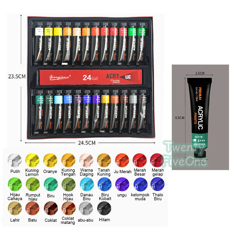 

mh Giorgione 24 Warna Cat Akrilik Set Perlengkapan Seni Siswa 12ml Cat