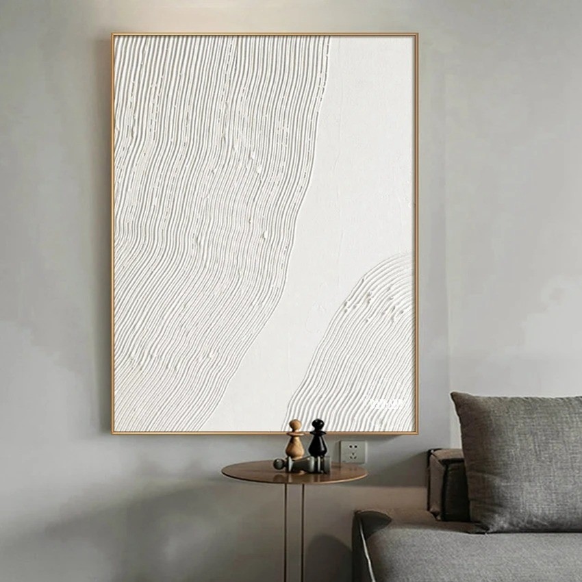 

Conceptual White Line Abstract Canvas Painting Living Room Modern Wall Art Home Decoration Painting Frameless Painting